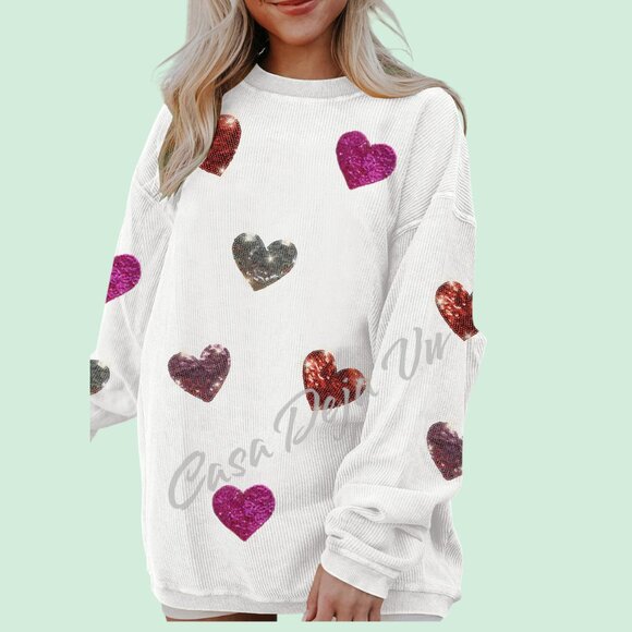 Uber Soft Comfy Baggy Slouchy Drop Shoulders White Pullover with a Little Bling - Picture 3 of 8